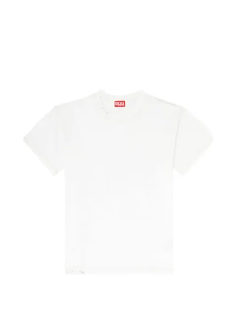 Diesel T-shirt with frayed edges and crystal details White A232350PKBN