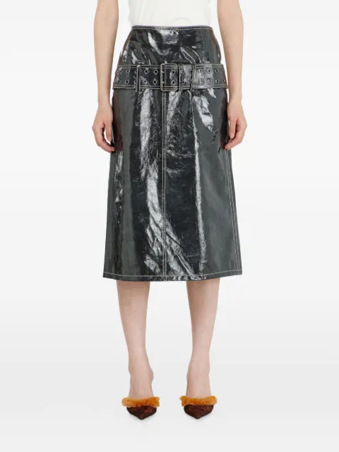 Diesel belted patent leather midi skirt Grey A231920SIBQ