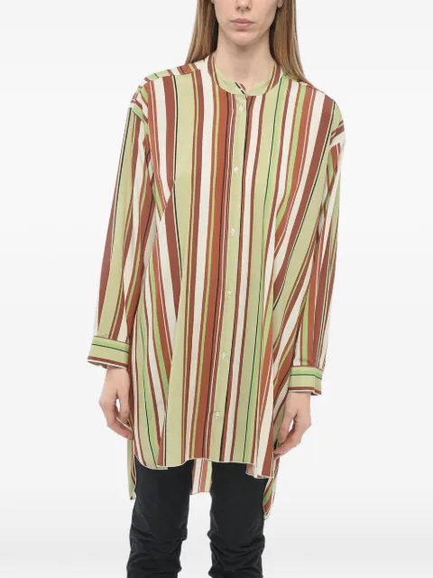 Mr.Mrs Shirt asymmetric striped blouse Green GIOIASILKREDWOOD