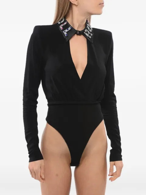 John Richmond embellished-collar cut-out bodysuit Black RWP24209CB