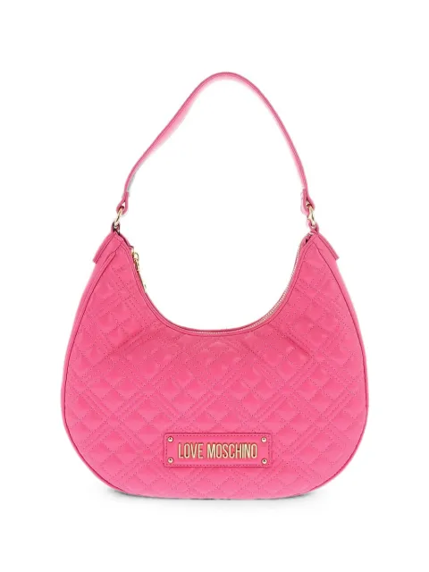 Moschino quilted logo-plaque shoulder bag Pink JC4016PP1GLA0615