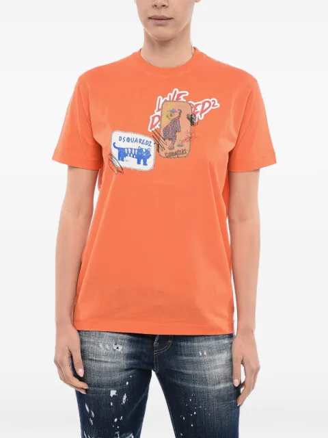 DSQUARED2 logo-print patch-detail T-shirt Orange S75GD0236S22427