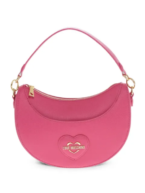 Moschino Saffiano-effect heart-patch shoulder bag Pink JC4262PP0HKL0604
