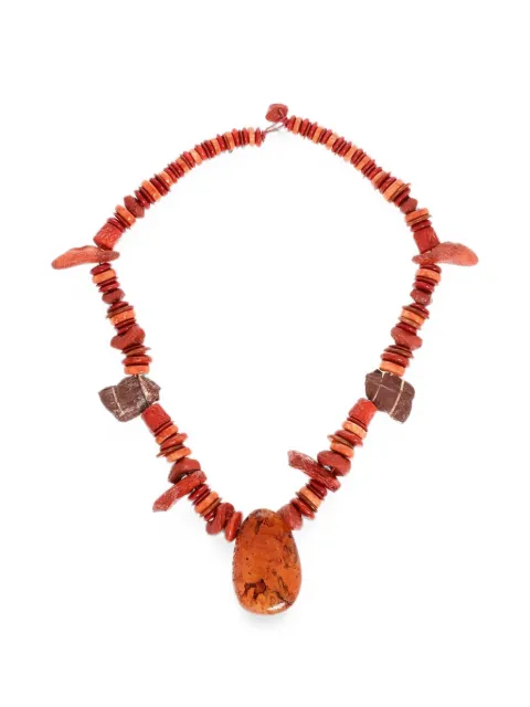 DSQUARED2 hard stone pendant necklace Red NEW017315905728