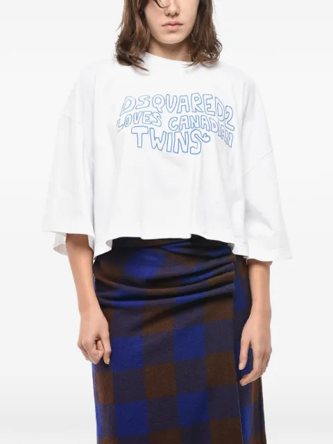 DSQUARED2 logo-print cropped top White S75GD0347S20694