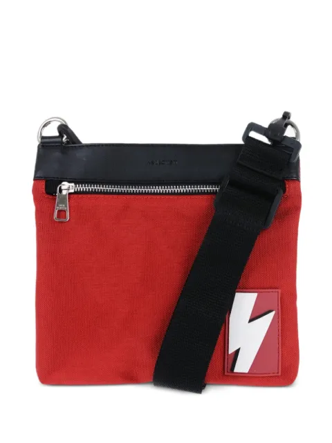 Neil Barrett Fair Isle Thunderbolt messenger bag Red BBO953X9100554