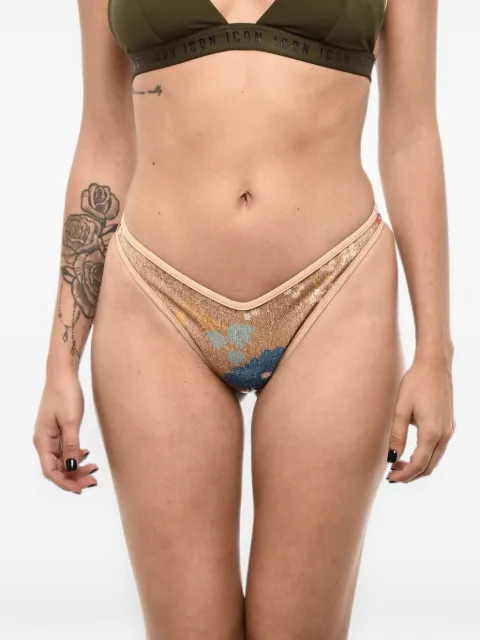 DSQUARED2 sequin-embellished floral-print swim briefs Neutrals D6B223440ISA01