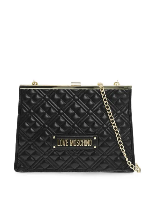 Love Moschino quilted logo-plaque shoulder bag Black JC4256PP0HLA0000