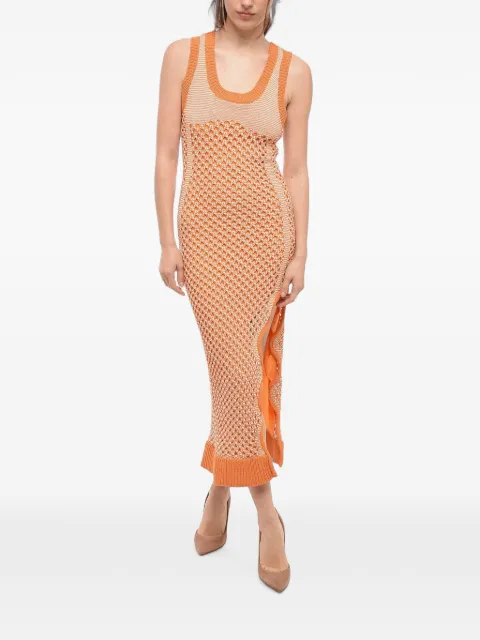 PH5 crochet side-slit maxi dress Orange SS23DR027VIOC