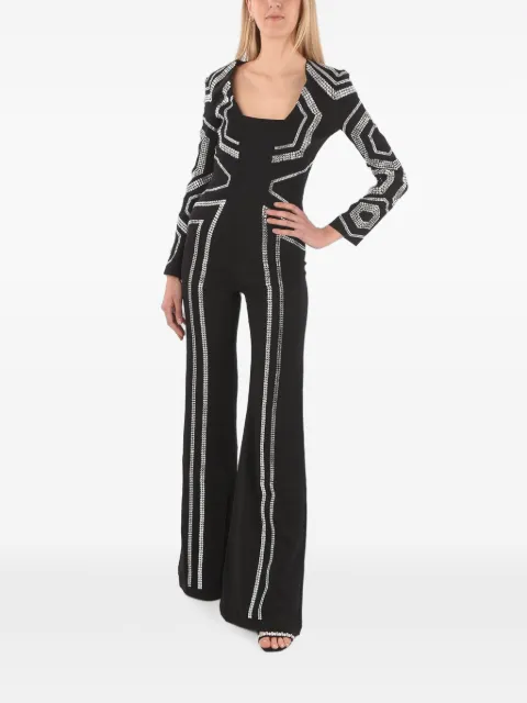 Philipp Plein rhinestone-embellished geometric jumpsuit Black 000MAC0397PTE003N