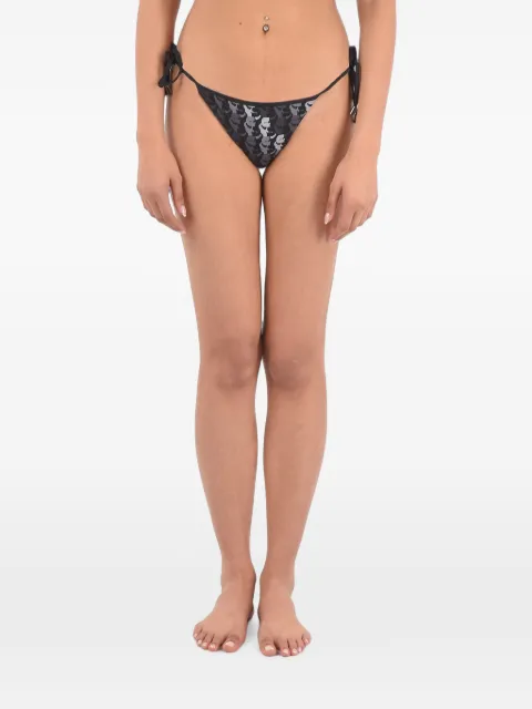 Karl Lagerfeld logo-print side-tie bikini short Black KL21WBT17BLA