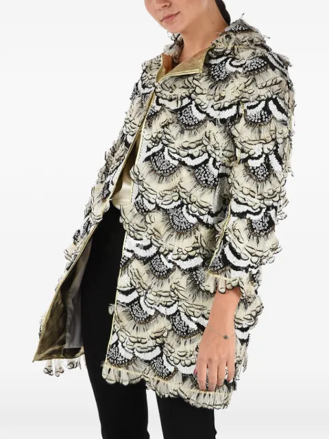 DSQUARED2 sequin-embellished feather-trimmed coat Neutrals S73AA0165STN527
