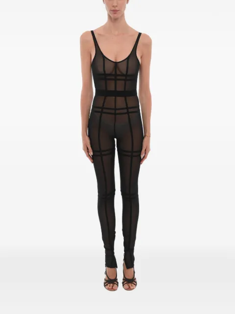 David Koma sheer-panelled sleeveless jumpsuit Black AW22DK02JSANYBLK