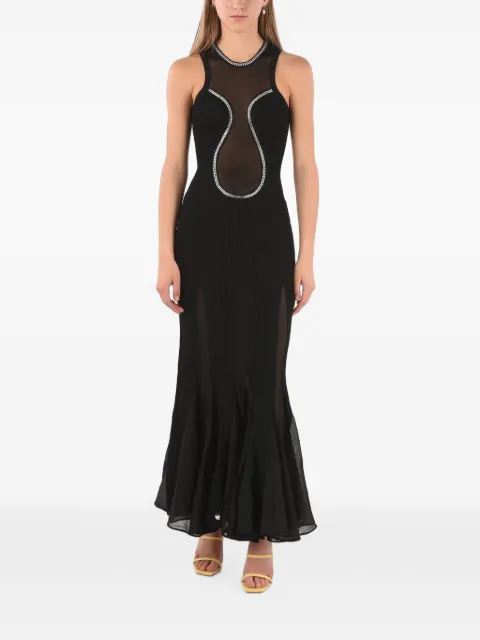 Philipp Plein rhinestone-embellished sheer-panel maxi dress Black P19CWRG1117PTE003N