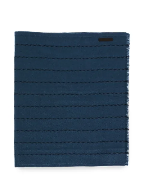 Zegna striped fringed scarf Blue 22BZ2L04SBL2