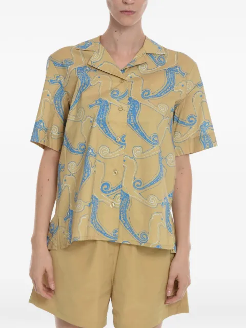SAMSOE SAMSOE seahorse-print short-sleeve shirt Neutrals F222001050AQUASEAHORSE