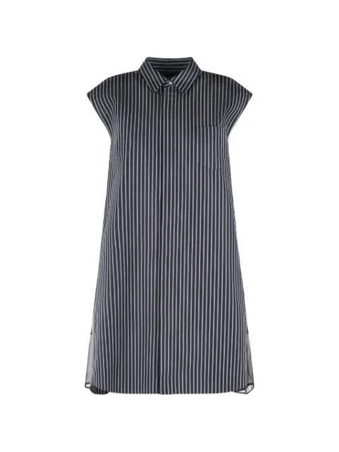 sacai striped sheer-panelled dress Blue 2608482