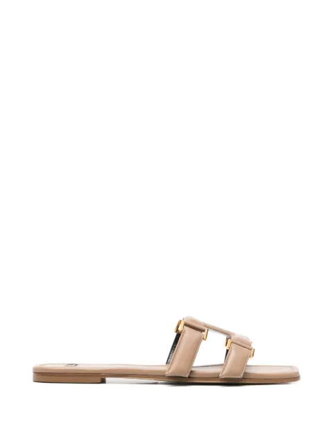 Elisabetta Franchi flat nappa leather sandals Neutrals SA50L62E2