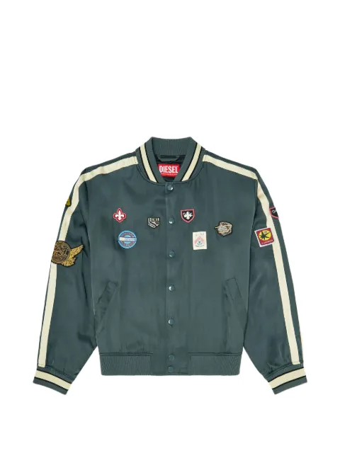 Diesel satin bomber jacket with patches Green A229730AGCJ