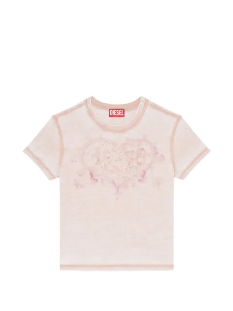 Diesel jersey t-shirt with rhinestones and burnout effect Neutrals A232400PLBQ