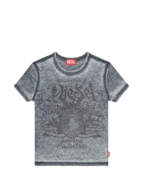 Diesel slim jersey T-shirt with print and studs Grey A233290PLBQ