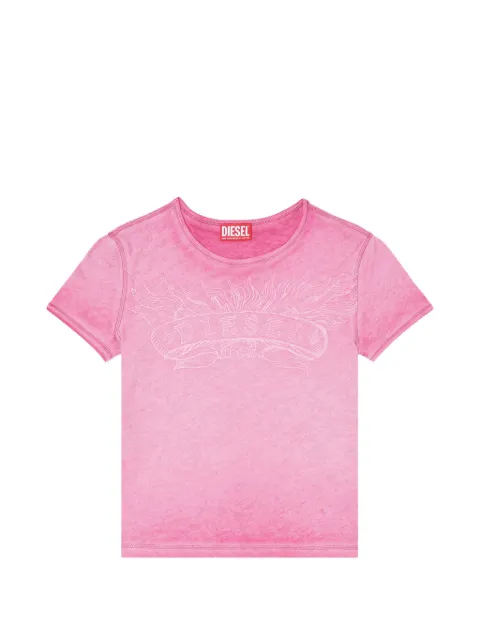Diesel graphic-print pigment-dyed t-shirt Pink A232030IFBC