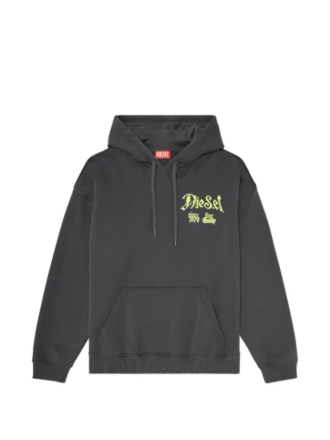 Diesel cotton hoodie with flocked graphics Grey A228960EFBU