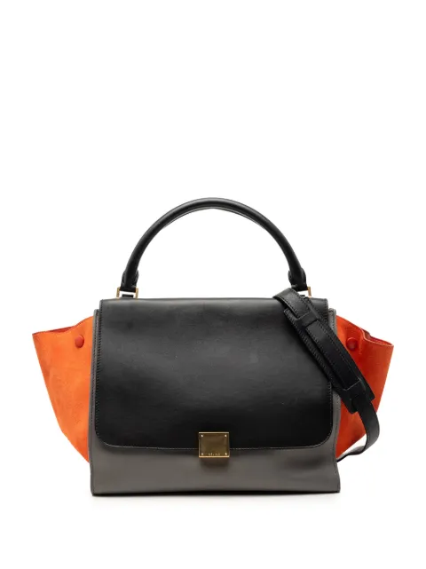 Celine Pre-Owned 2013 Medium Tricolor Calfskin and Suede Trapeze satchel Grey ZXBUQF2D46JJF7VL