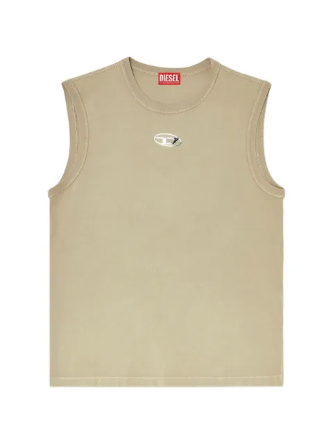 Diesel cotton tank top with metallic Oval D Neutrals A217430JMBB