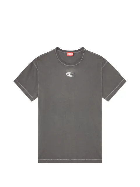 Diesel light cotton T-shirt with metallic Oval D logo Grey A202970JMBB