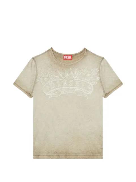 Diesel graphic-print logo-patch T-shirt Neutrals A232030IFBC