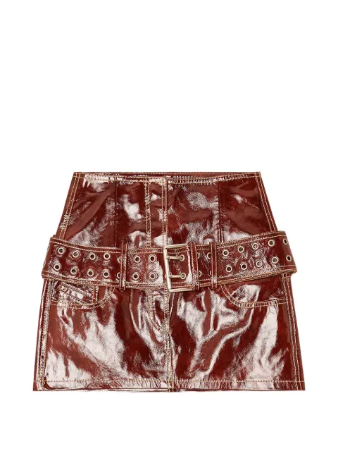 Diesel belted patent-leather mini skirt Brown A221740SIBQ