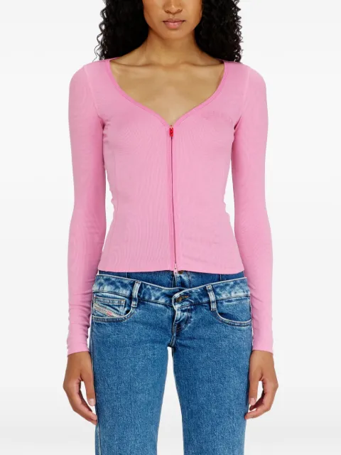 Diesel zip-up ribbed-knit cardigan Pink A234830TKCL