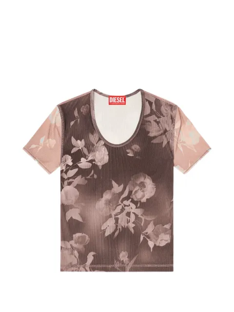 Diesel top in floral-print ribbed jersey Brown A233040EGDU