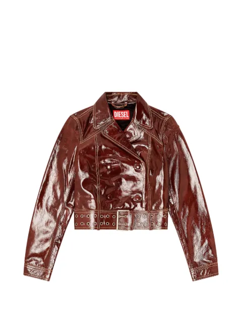 Diesel patent double-breasted jacket Brown A221670SIBQ