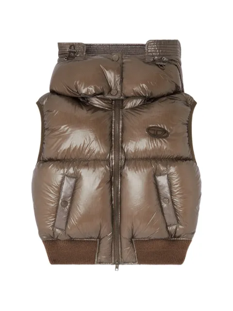 Diesel down vest in ripstop with detachable hood Brown A221630BKCP