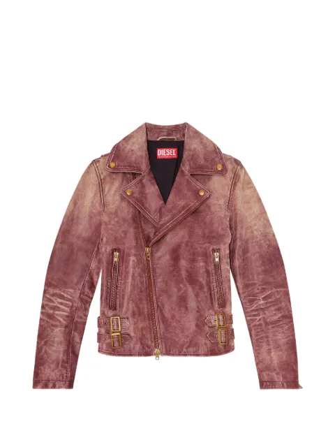 Diesel biker crackled-leather jacket Pink A228440CJCM
