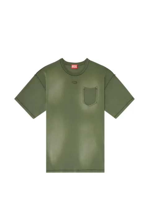 Diesel faded T-shirt with ripped pocket detail Green A228300EFBQ