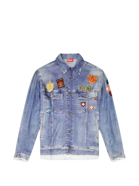 Diesel satin shirt with trompe-l'oeil denim print Blue A227680BKCU