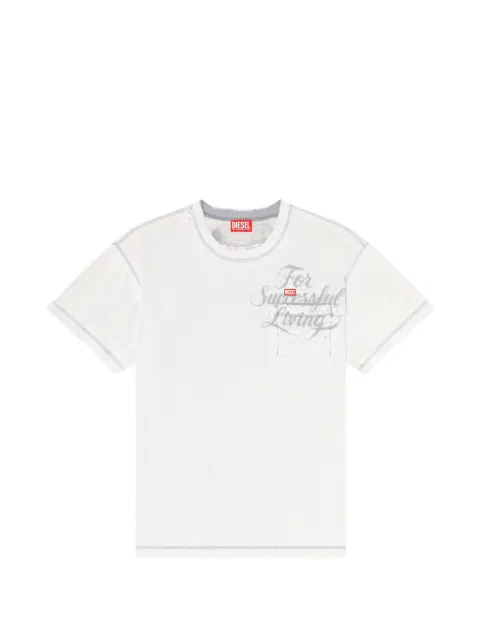 Diesel T-shirt with chest pocket and graphic print White A227910KNCM