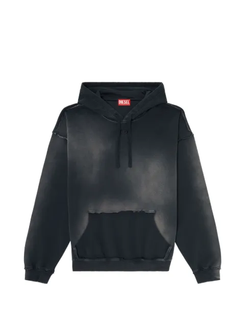 Diesel faded cotton hoodie with frayed details Black A228310EFBR