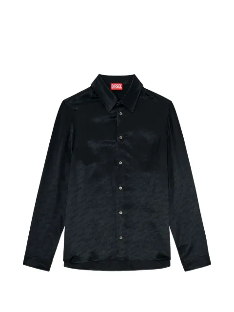 Diesel shirt in logo-jacquard crinkled satin Black A239620EFBZ