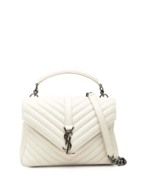 Saint Laurent Pre-Owned 2017 Medium Quilted Chevron Sheepskin College satchel White R7GL3VBZBSW8HJ3W