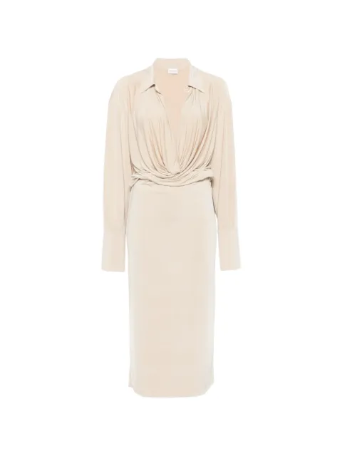 THE ANDAMANE Lilia draped-neck long-sleeve dress Neutrals TM190108BTJP142