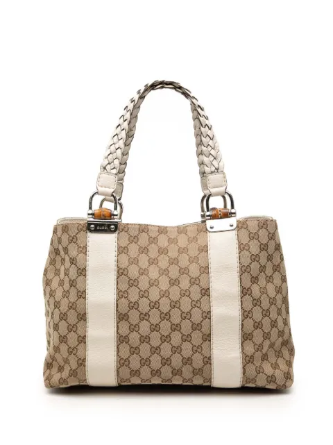 Gucci Pre-Owned 2000-2015 Medium GG Canvas Bamboo Libeccio tote bag Neutrals LKGI3WWIQYQ5FP88