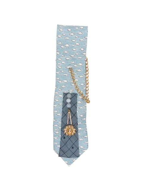 A.N.G.E.L.O. Vintage Upcycling x Stefania Bertoni customised Hermés cloud-print embellished tie Blue AU180BAV