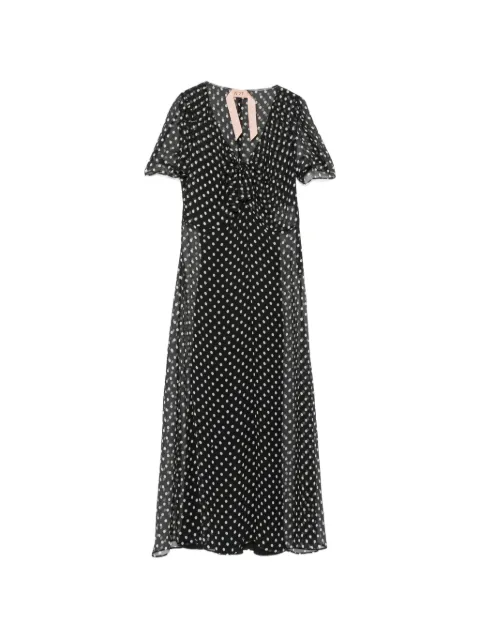 Nº21 polka dot silk midi dress Black 26EN2S0H1615601S9P1