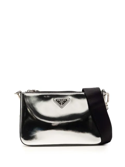 Prada Pre-Owned 2013-2026 Brushed Leather Re Edition Zip Messenger Bag crossbody bag Silver BUF450LFJN6J85OS