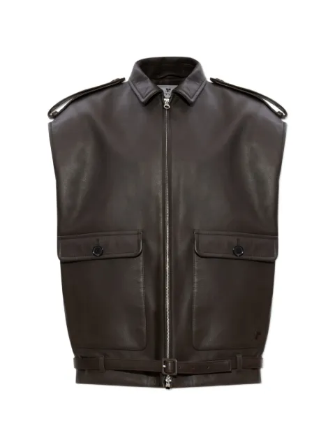 Courrèges front-zip belted gilet Brown 226LBL343CV0034
