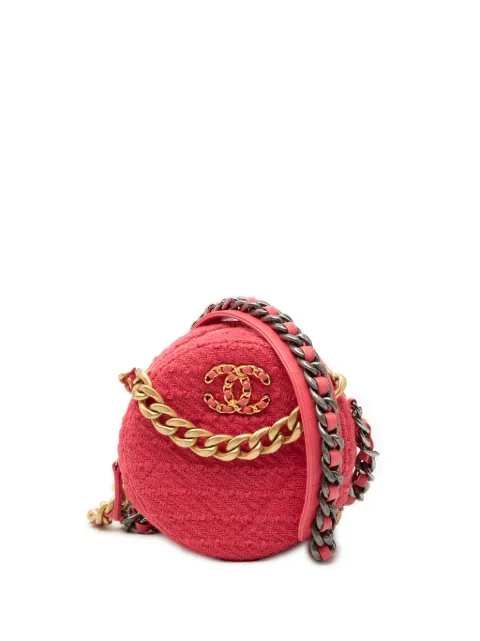 CHANEL Pre-Owned 2020 Tweed 19 Round Clutch with Chain satchel Pink 89YGDDK84I5ZX3LT